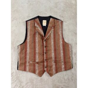 Vintage Wah Maker Frontier Vest Men's XL Striped Tapestry Western Victorian EUC